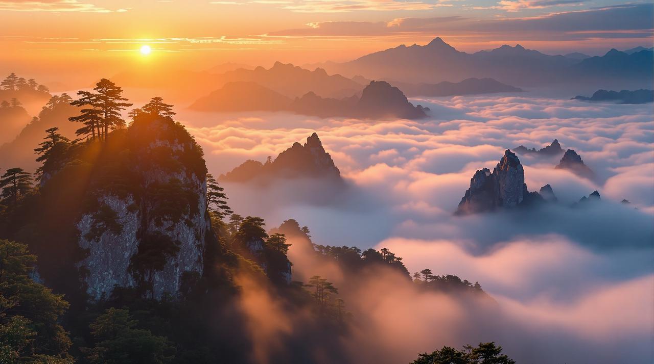 亚洲天堂视频在线观看 - 云海之巅:黄山日出,站在光明顶迎接第一缕阳光 云海之巅:黄山日出,站在光明顶迎接第一缕阳光